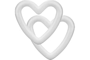 COM-FOUR® 2X Cœur d'artisanat avec cœur en polystyrène - Kit d'artisanat en polystyrène en Forme de cœur - polystyrène (2 pièces - Coeur Ouvert)