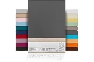 BEAUTEX Spannbetttuch Bettlaken aus Baumwolle, Premium Jersey Stoff 160g/m², Größe und Farbe wählbar (Standard - 90x200x30 cm, Dunkelgrau)