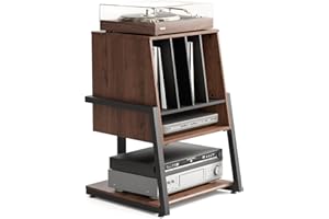 FITUEYES Design Meuble Vinyle Bois à 4 Etagères Meuble HiFi Stockage jusqu'à 120 Disques Vinyles Capacité de Charge 50 kg
