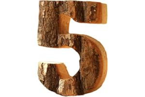 Anawakia Lettres en Bois A B C D E F G H I J K L M N O P Q R S T U V W X Y Z Vintage Écorce de Bois Massif Bois Numéro Chiffres & 0 1 2 3 4 5 6 7 8 9 Décoration Rétro DIY (5)