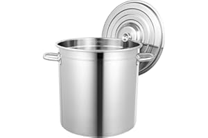 FETCOI Grande Marmite Induction Marmite à Soupe en acier inoxydable - 35 l - Avec couvercle - Diamètre : 36 cm - Épaisseur : 1,2 mm