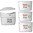PurePods Starter Kit Refillable Reusable Water Filter Cartridge & 3X Refills Compatible with Most Refillable Brita Maxtra*, Maxtra+* & Perfect Fit*Jugs