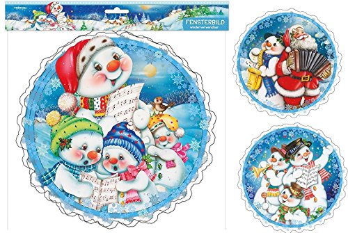 Preisvergleich Produktbild Fensterdeko Weihnachten Fensterbild Schneemann Weihnachtsmann wiederverwendbar Kinderzimmer: VE: 12, 3 Motive