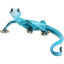 Gecko-Skulptur Aus Kunstharz – Gelb Gesprenkelt, Größe M, Für Garten & Wand-Deko