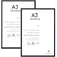 A3 Certificate Picture Frame,2 Pack Black Wood Photo Frame with plexiglass for Wall Mount Display,29.7x42 cm,Set of 2