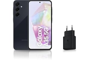 Samsung Galaxy A35 5G, Smartphone Android, 128 Go, Chargeur Secteur Rapide 25W Inclus [Exclusivité Amazon], Smartphone déverrouillé, Bleu Nuit, Version FR