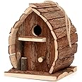 CKB LTD Bird Nesting Box House Wooden Hanging Nest Box Home for Birds Rustic Natural Weatherproof Ideal For Any Size Garden Outdoors Tree Or Balcony