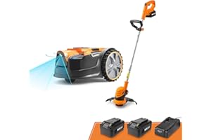 Lawnmaster OcuMow®16 Tondeuses Robot sans câble périmétrique Coupe 250 m² de Gazon avec 2 Batterie Evitement d’Obstacles, Faible Bruit VBRM16 Combo