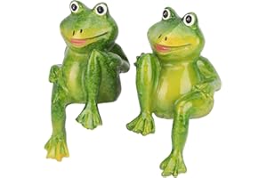 Nimomo 2 Uds Estatua de Rana, Figuras Animal Resina, Decoración Ranas Resina Duradera Escultura Jardín al Aire Libre para el Escritorio del Hogar Adorno