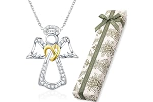 BLPRKOT Collana Angelo Custode, Collana con ciondolo Angelo in argento Sterling 925, regali di battesimo, comunione e compleanno per ragazze e bambini（Con scatola regalo