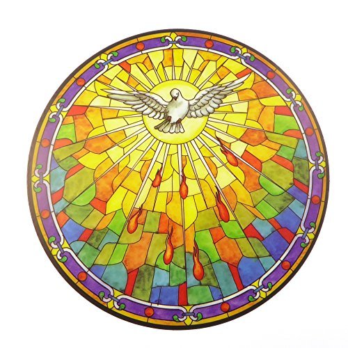 Fensterbild Sonnenfänger Heiliger Geist Taube Bemaltes Glas Sticker Wiederverwendbar 15cm