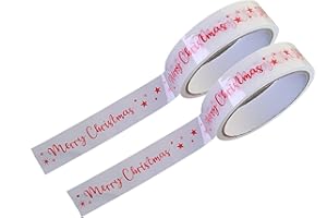 Hilltop Supplies Merry Christmas Tape, 2 Rolls, 60 metres x 24 mm, Festive Present Wrapping