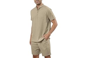 Halfword Mens Tracksuits Cotton Linen Shirt and Shorts Set Summer Casual 2 Piece Outfits Holiday Beach Sets