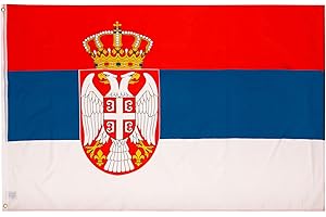 PHENO FLAGS Serbien Flagge 90x150cm - wetterbeständige Fahne mit Messingösen, 100% Polyester, robuste Doppelnaht & in lebendigen Farben - ideal für Flaggen-Liebhaber