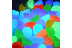 SPICOM 100pc Glow in The Dark Pebble Stones Luminous | Decorative Stones | For Fish Tank Garden Pathway Flower Pot Bed Shiny | MIX COLOURS (Multi)