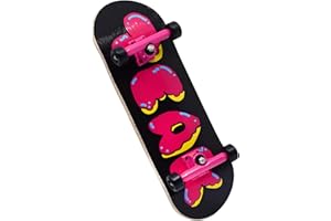 Teak Tuning 32mm Heat Transfer Graphic Complete Fingerboard – “Donut Teak Logo | 32mm x 97mm Handmade Wood Deck | Pro Board Shape & Size | 61A Pro Duro Bushings