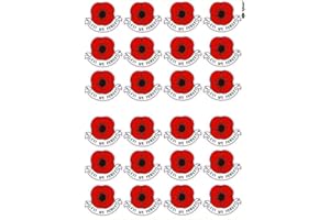 INFLUENT UK Lest we Forget Remembrance Day Poppy Flower Stickers, Pack of 24 Poppy Stickers, 5cm x 4cm Each