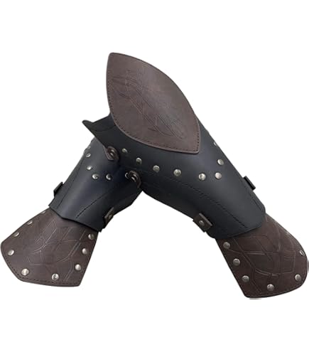 Gantelet De Chevalier En Faux Cuir Noir - Brassard Médiéval Réglable Pour Cosplay, Halloween, Reconstitution Historique