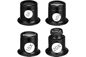 Auidy_6TXD 4 Stück Uhrmacherlupe 5x/10x/15x/20x Juwelierlupe Uhrmacher Auge Okula Augenlupe Schmuck Lupe Juwelier Okular für Reparatur Diamanten Uhr Briefmarken Elektriker Nähen Handwerk