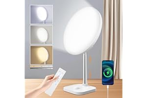 NEEMOSI Tageslichtlampe 15000 Lux Lichttherapielampe,Tageslichtlampe Schreibtisch mit 3 Farbtemperaturen & 5 Helligkeitsstufen,USB A - ports,Dimmer und Timer,Einstellbarer Winkel und Höhe für Lesen/Büro/Haus