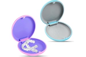 HINGTTRAUM 2 Stück Zahnschiene Box, Zahnspangendose, Prothesendose für Zahnprothesen und Zahnspangen, Aufbewahrungsdosen für den täglichen Gebrauch (Rosa und Blau)