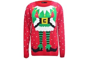 HAAS TRADING® Women's Knitted Christmas Jumpers – Unisex Adults Snowflake Reindeer Xmas Rudolph Nose Funny Elf Joker Sweater Merry Christmas Novelty Sweatshirts Top Plus Size S-2XL