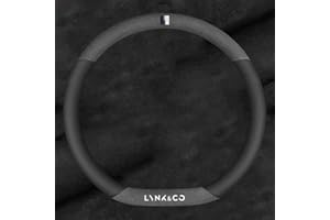 VeroCh Coche Cuero/Carbon Fibra Fundas Volante, para Lynk & Co 01 02 03 05 06 Antideslizante Transpirable Confort Durabilidad Protector Funda Accesorios,A/Black