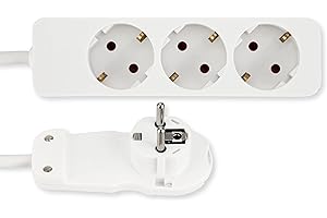 REV Steckdosenleiste SMART - Mehrfachsteckdose 3-Fach mit Flachstecker - ideal für die Verwendung hinter Möbel, Kabel 2m, max. 3680W, weiß