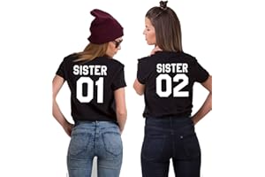 SEVPUIKL Sister T-shirt à manches courtes pour fille avec inscription « Best Friends » en coton noir et blanc