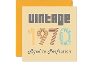 STUFF4 Kartki urodzinowe na 54. urodziny dla mężczyzn i kobiet - vintage 1970 'Aged To Perfection' - kartka urodzinowa na 54 urodziny śmieszne dla niej, 145 mm x 145 mm urodzinowe kartki z życzeniami dla