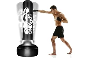 WELLTE Boxing Punch Bag - 175cm/69'' Free Standing Punch Bag for Men, Perfect for Training in MMA, Muay Thai, and Fitness - Ideal Inflatable Kickboxing Bag Stand,boxing equipment