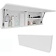 PLATAN ROOM Bathroom Cabinet 60/80/120 Wide Bathroom Furniture Bathroom Folding Wall Cabinet High Gloss Matt White (White Matt/White Matt, 120 x 40 x 25)