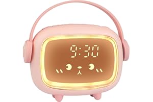 Ayybboo Réveil Enfants pour Filles Garçons,Numérique Angel Réveil avec Lumières et Fonction Snooze (Rose)