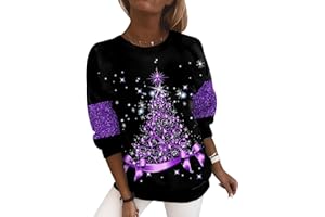HAXNOHEY Pull de Noël Femme Moche Sweat de Noel Femme Ugly Christmas Sweat de Noël Femme Lumineux Grande Taille Rigolo Moche Oversize Pullover Sweatshirt Sweat-Shirt Noel Pull-Over de noël Femme