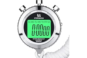 LAOPAO Stopwatch, 1/100 Seconds Precision 2 Pieces Memory Data Daily Waterproof Electronic Digital Chronograph Timer with Light Function and Mute Function for Sports Referee Trainer