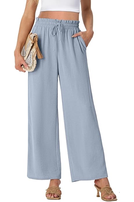 Pantaloni Donna Estate In Cotone E Lino - Larghi, Comodi, Con Coulisse E Tasche - Foto 8