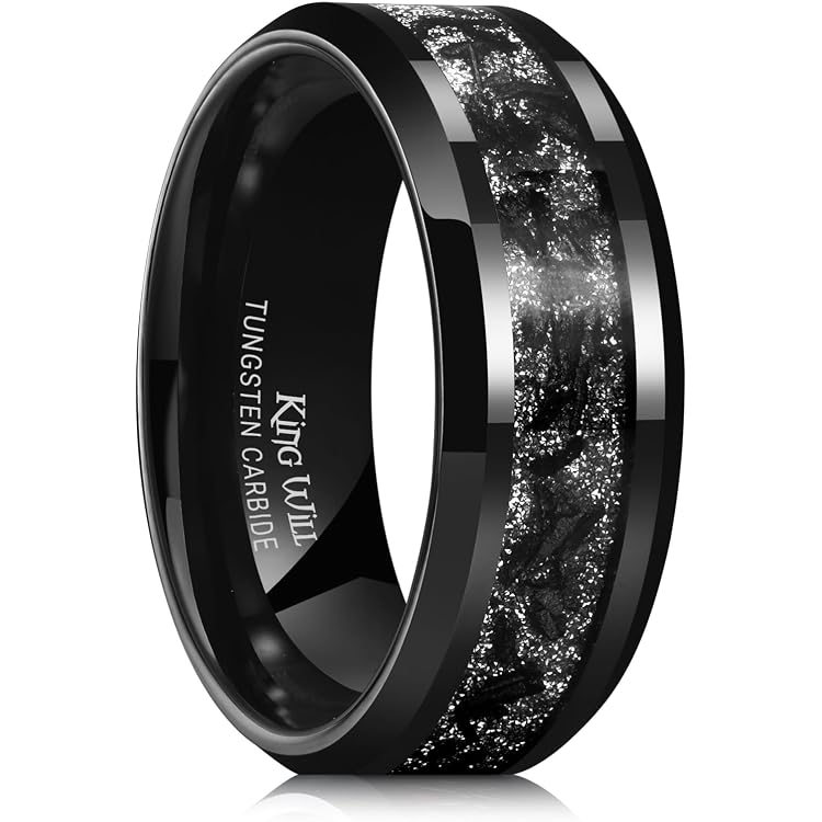 Cloud Dancer Men's Tungsten Carbide Wedding Ring - 8mm Dome, Dog Paw Print, Silver/Black/Blue, Comfort Fit Size 11.5