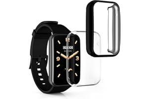 kwmobile Etui do modelu Xiaomi Mi Band 7 Pro, 2 x silikonowy pokrowiec na monitor fitness, z tworzywa TPU, czarny/przezroczysty