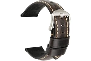 REZERO Bracelet de Montre, Sangle de Montre en Cuir Véritable Cirée à l’Huile Vintage, Épais et Léger Lanière de Montre de Remplacement pour Homme, Femme 18mm 19mm 20mm 21mm 22mm 23mm 24mm 26mm