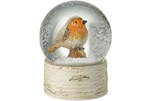 HEAVEN SENDS Mała kula śnieżna Robin na podstawie z efektem drewna