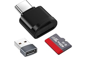 SEMINER TF Kartenleser, Micro SD Kartenleser, Typ C TF Speicherkartenleser Adapter mit USB C auf USB Adapter, Kompatibel mit Laptops, MacBook, Samsung Galaxy (Schwarz)
