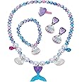 ASTER Mermaid Necklace Birthday Gift Kids Jewelry for Girls, Mermaid Princess Dress Up Set for Mermaid Party Decorations Halloween Costume Accessories