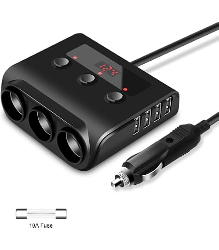 Ymiko Caricabatteria da Auto a 4 Vie Splitter per