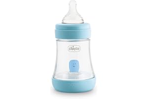 AMINOTER Chicco Perfect 5 Biberones Anticólicos con Tetina de Silicona de Flujo Lento para 0+ Meses, Biofuncional con Sistema Intuiflow, Color Azul, 150 ml