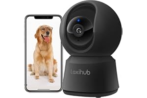 LAXIHUB Cámara de vigilancia WiFi Cámara de Interior para el hogar Baby Pet CAM 5MP/2K, visión Nocturna, Audio de 2 vías, detección de Movimiento, Compatible con Alexa y Google