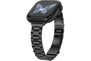 Dolstrap Thin Metal Straps Compatible with Apple Watch Strap 42(Series 10)/41/40/38mm, Women Dressy Stainless Steel Slim Band Compatible for iWatch Series 10 9 8 7 SE 6 5 4 3 2 1, Black