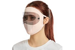 QYEW Dust-proof Ice Silk Mask UV Blocking Sun Protection Multifunctional Eye Protection with Ear Loops Breathable Face Cover(Light Pink