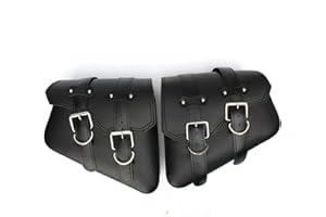 RESKIO Universel Une Paire De Sacoches De Moto en Cuir PU Outil De Rangement Sacoches Pochette Sac Latéral pour Harley pour Davidson Touring Cruiser Accessoires latéraux