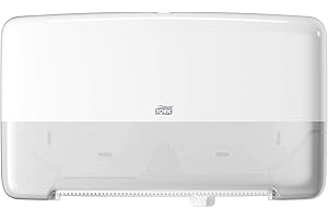 Tork Twin Mini Jumbo Toilet Roll Wall Mounted Dispenser White T2, Enclosed, Elevation Range, 555500