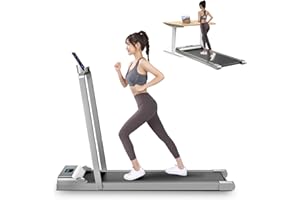 AJUMKER Electric Walking Machine 1-12KM/H Under Desk Treadmill for Home Office Workout with Remote Control,Portable Indoor Fitness Treadmill Ultra Thin Silent Energy Saving,Installation-Free & LCD Display